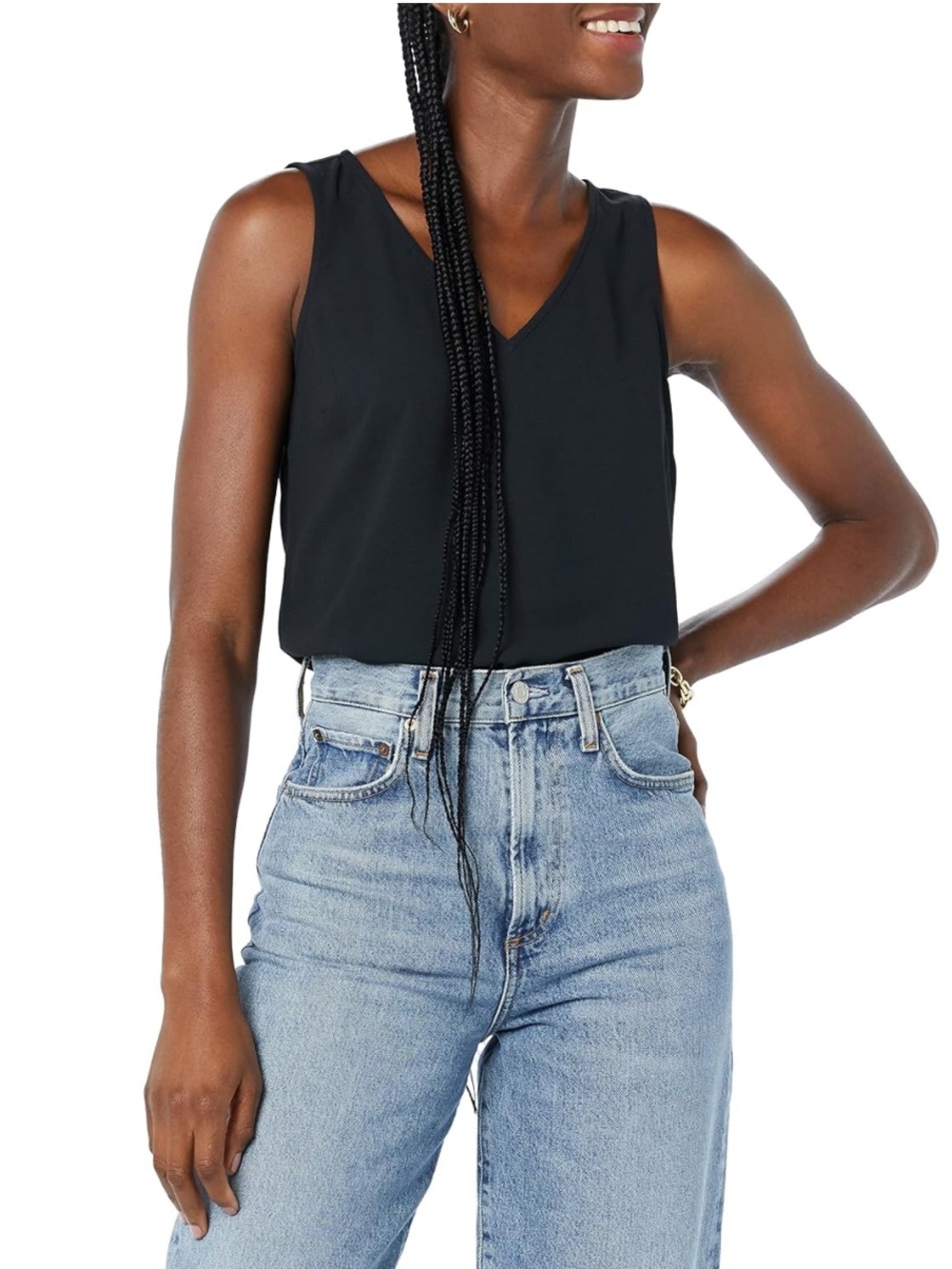 Amazon Essentials Regular-Fit V-Neck Sleeveless Tank Top in Black